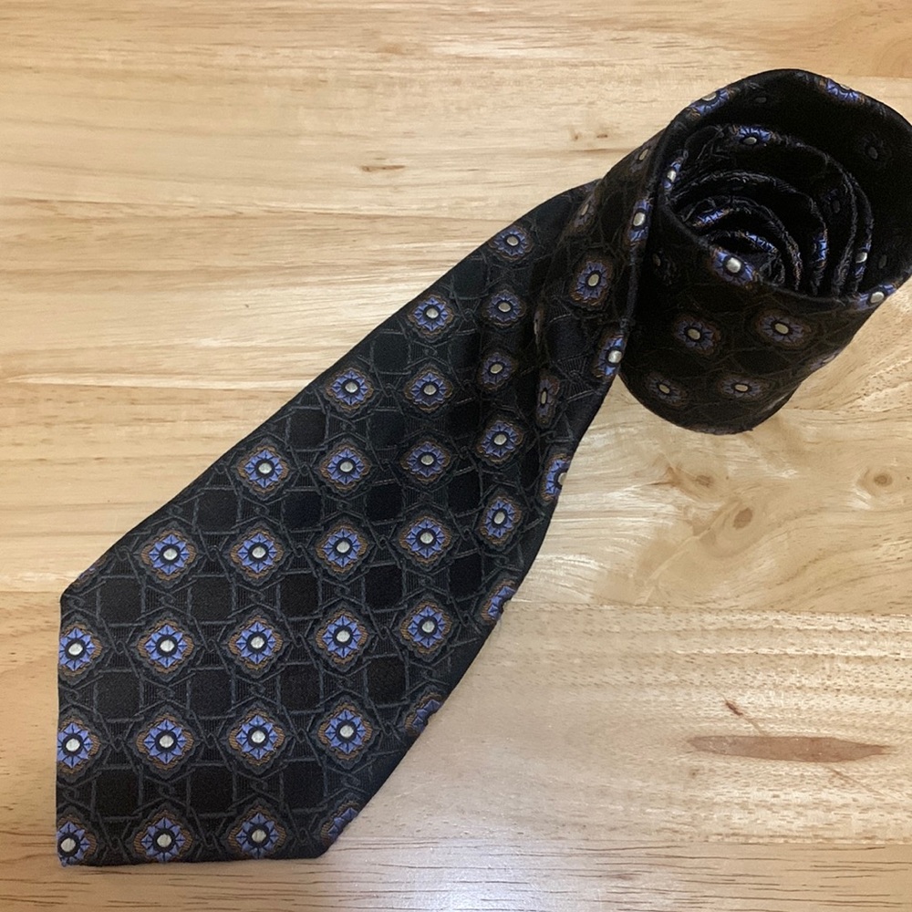 Vintage silk tie Robert Talbott best of class Nordstrom  black with print
